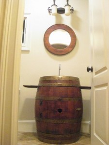 Barrel sink with mirror