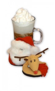 Santa & Reindeer Plush Stemware Coasters