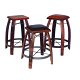 Stave Stools, Wood, Tan & Chocolate Leather Tops