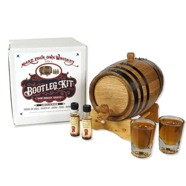MADE BY American Oak Barrel - Oak, Black Hoops, 1 Liter 103 Personalized Whiskey Making Kit The Outlaw Kit from Skeeters Reserve Outlaw Gear - Create Your Own Canadian Rye Whiskey 
