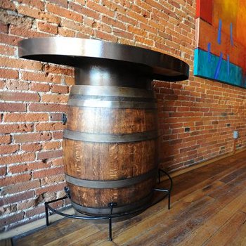 Half Barrel Bistro Table With Metal Top - Half Wall Table Top