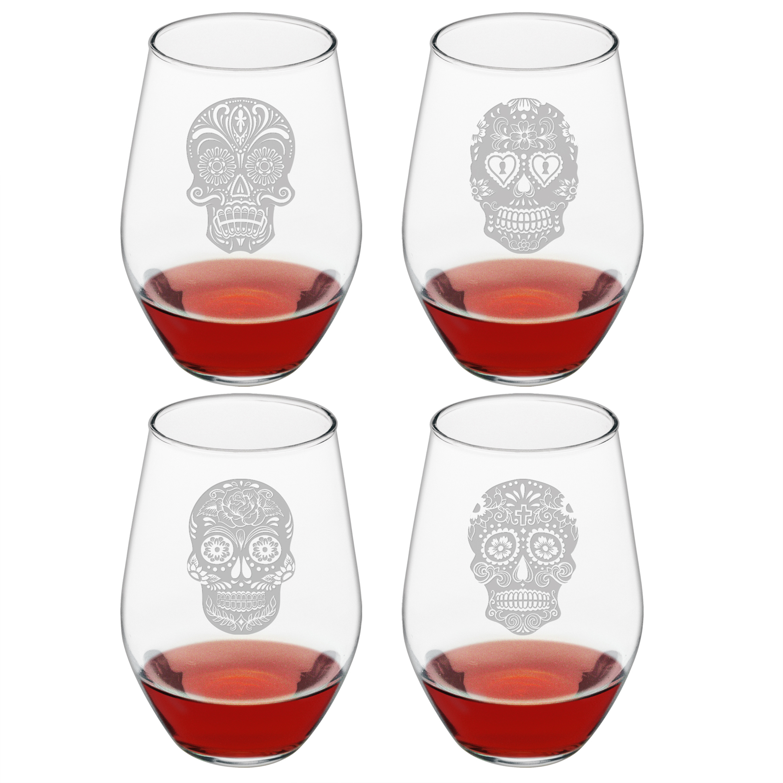 Dia De Los Muertos Stemless Wine Glasses