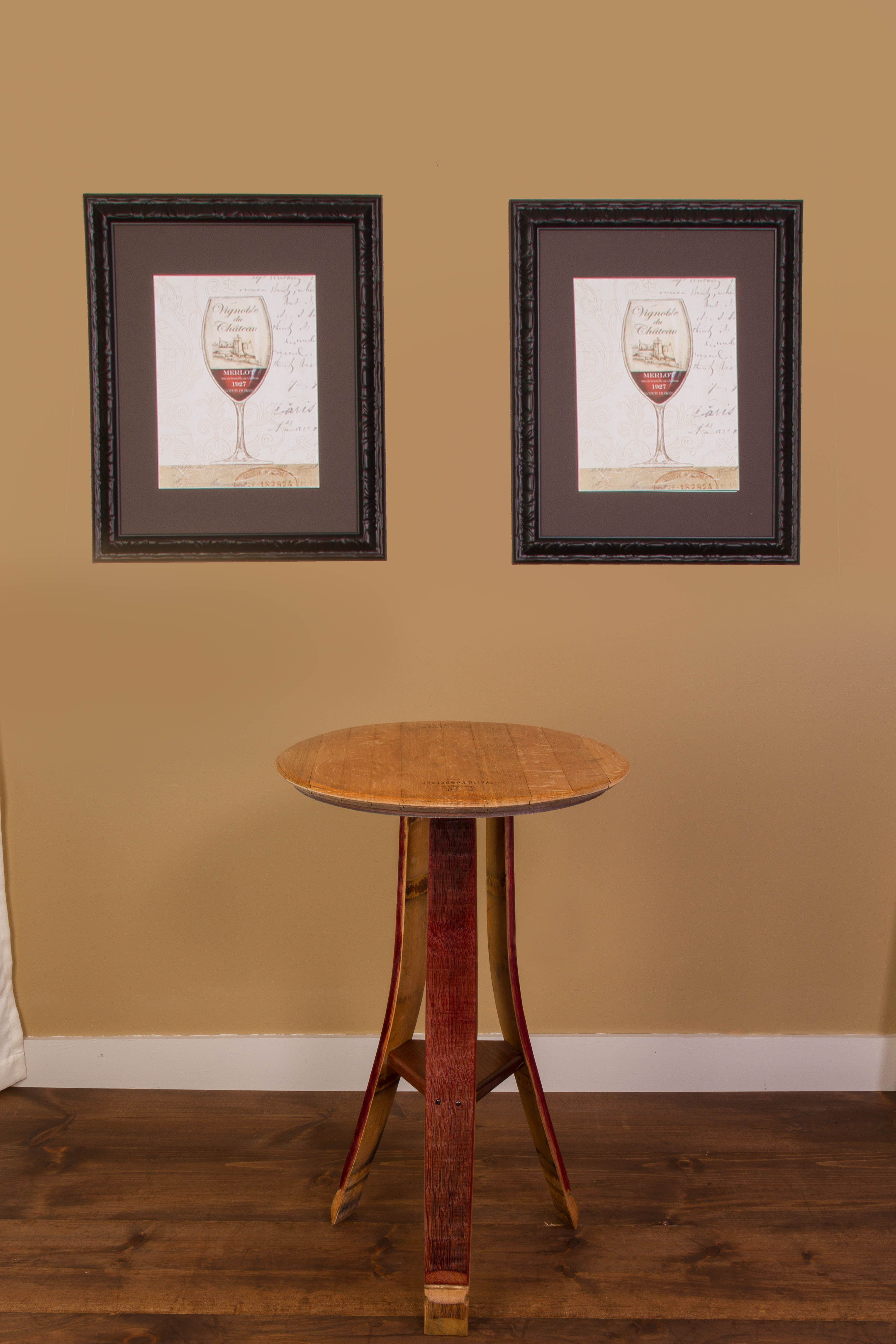 Wine Barrel Tasting Table with Shelf