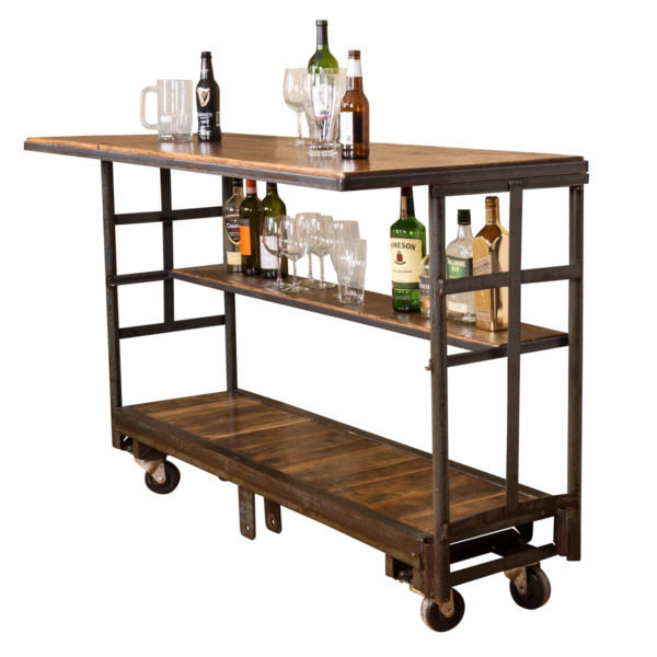 Vintage Cart Rolling Bar with Shelf