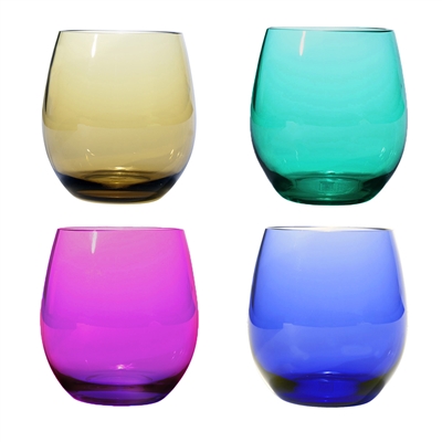 Multi Colored Plastic Stemless Wine Glasses (set of 4)