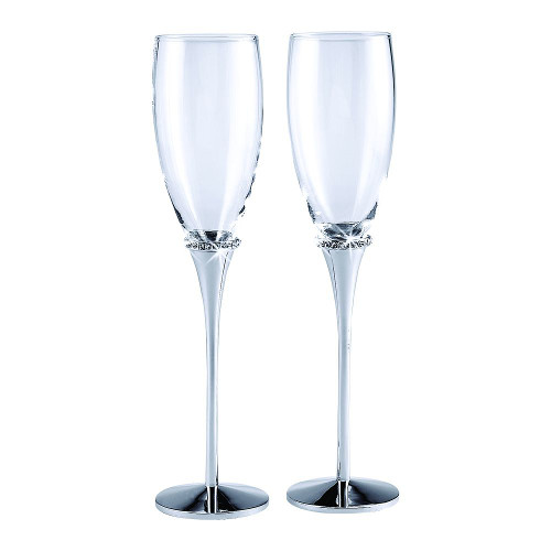 Satin Flutes with Crystal Accents (set of 2)