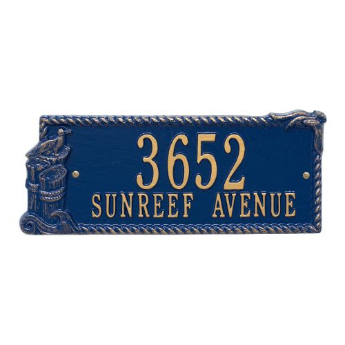 Personalized Seagull Rectangle Plaque, Blue / Gold