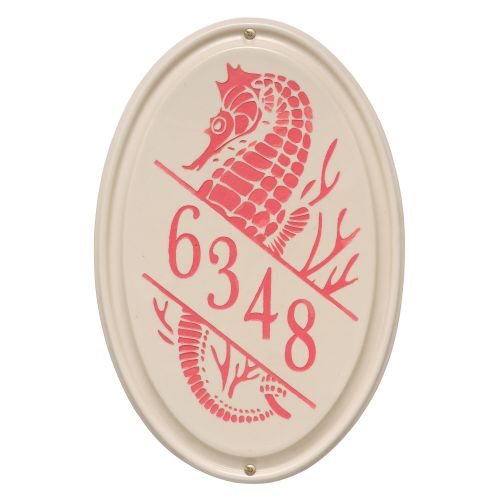 Personalized Sea Horse Ceramic Vertical Plaque, Bristol Plaque With Coral Etching