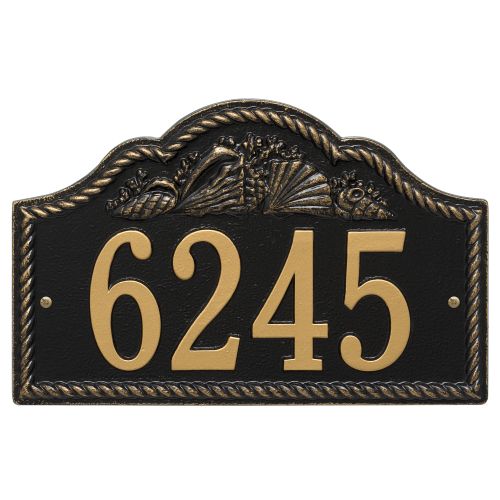 Personalized Rope Shell Arch Plaque Wall, Black / Gold
