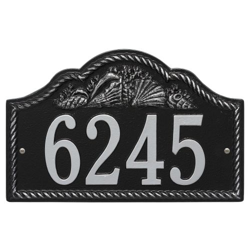 Personalized Rope Shell Arch Plaque Wall, Black / Silver