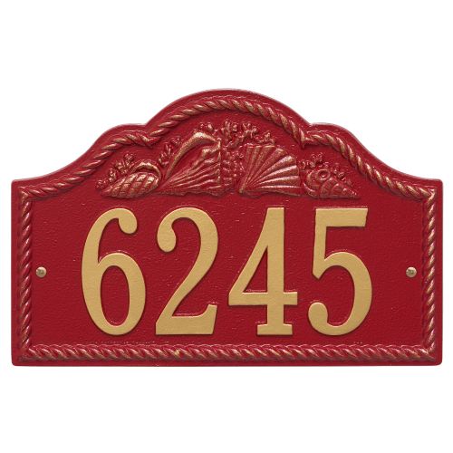 Personalized Rope Shell Arch Plaque Wall, Red / Gold