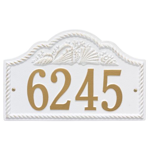 Personalized Rope Shell Arch Plaque Wall, White / Gold