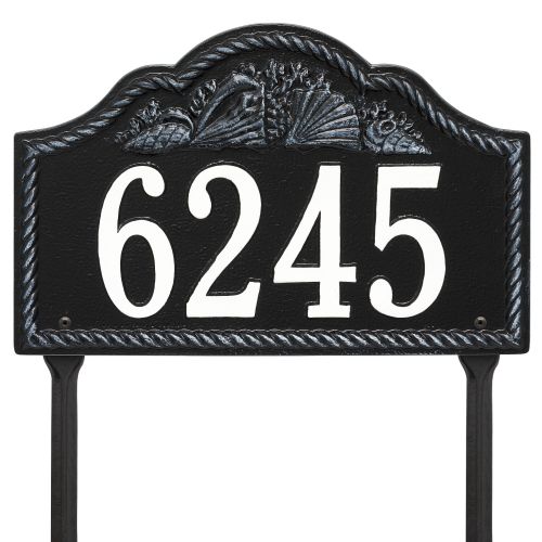 Personalized Rope Shell Arch Plaque Lawn, Black / White