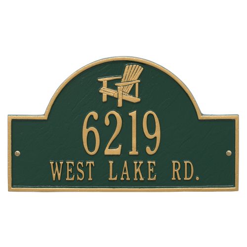 Personalized Adirondack Arch Plaque, Green / Gold