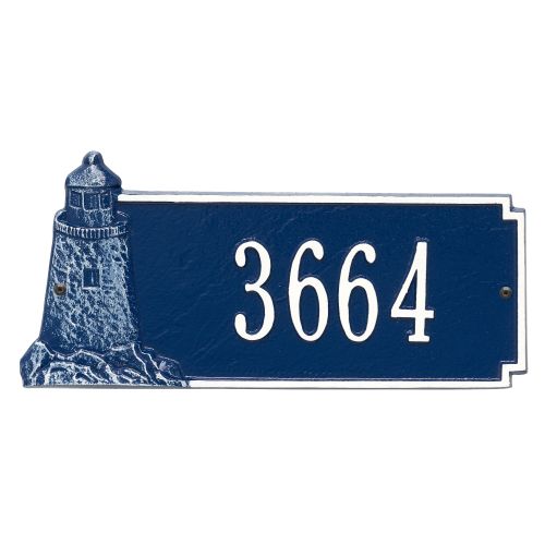 Personalized Lighthouse Rectangle Plaque, Blue / White