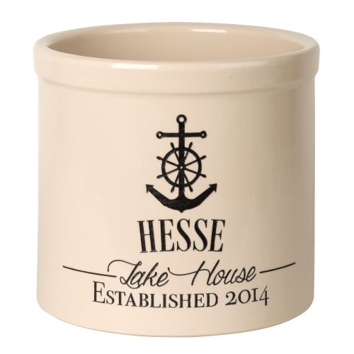 Personalized Anchor Lake House Crock, Bristol Crock With Black Etching