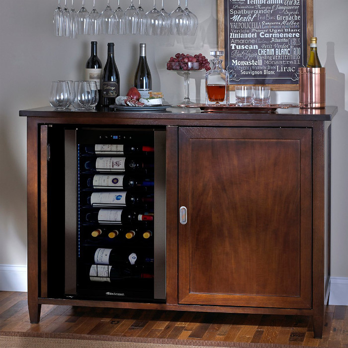 Firenze Mezzo Wine and Spirits Credenza (Espresso) with Wine Refrigerator