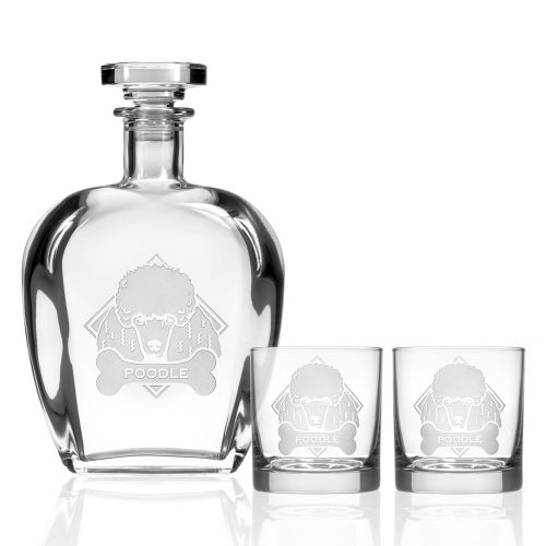 WOOF! Poodle Decanter OTR set of 3 in Gift Box
