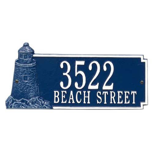 Personalized Lighthouse Rectangle Plaque, Blue / White