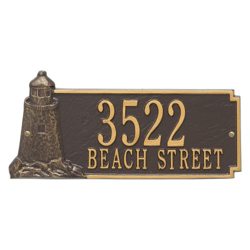 Personalized Lighthouse Rectangle Plaque, Bronze / Gold