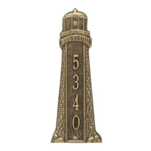 Personalized Lighthouse Vertical Plaque, Antique Brass