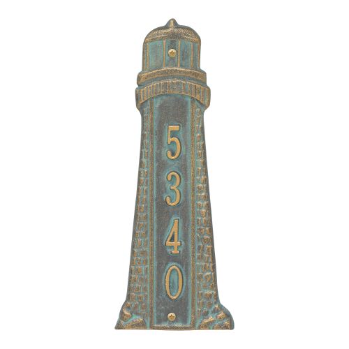 Personalized Lighthouse Vertical Plaque, Bronze Verdigris