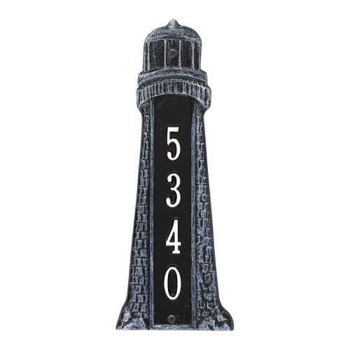 Personalized Lighthouse Vertical Plaque, Dark Blue / White