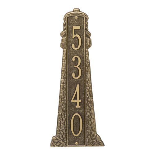 Personalized Lighthouse Vertical - Grande Plaque, Antique Brass