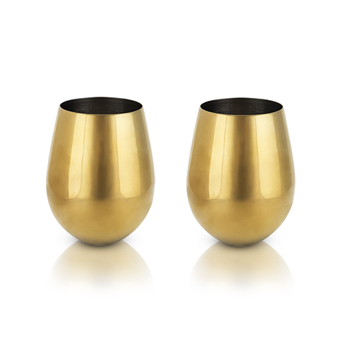 Belmont: Gold Stemless Wine Glasses (VISKI)