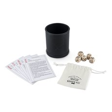 Wood Dice And Faux Leather Dice Cup Drinking Game Set (Set of 5)