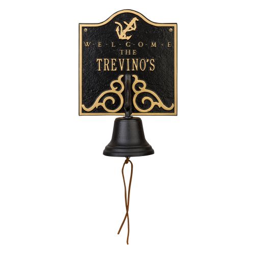 Personalized Anchor Bell Welcome Plaque, Black / Gold