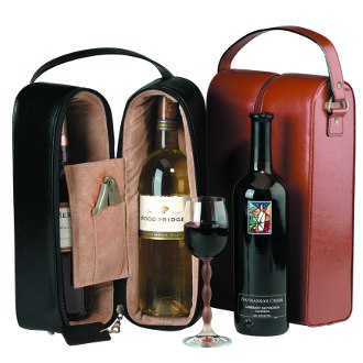 Genuine Leather Double Wine Presentation Case, Black
