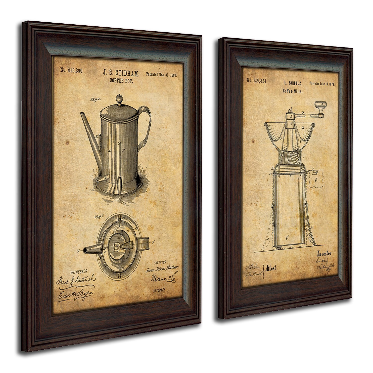 Framed Modern Patent Set - Coffee