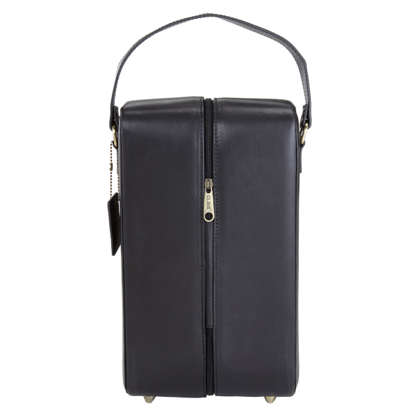 Tuscan Black Leather Two Wine Bottle Carrier