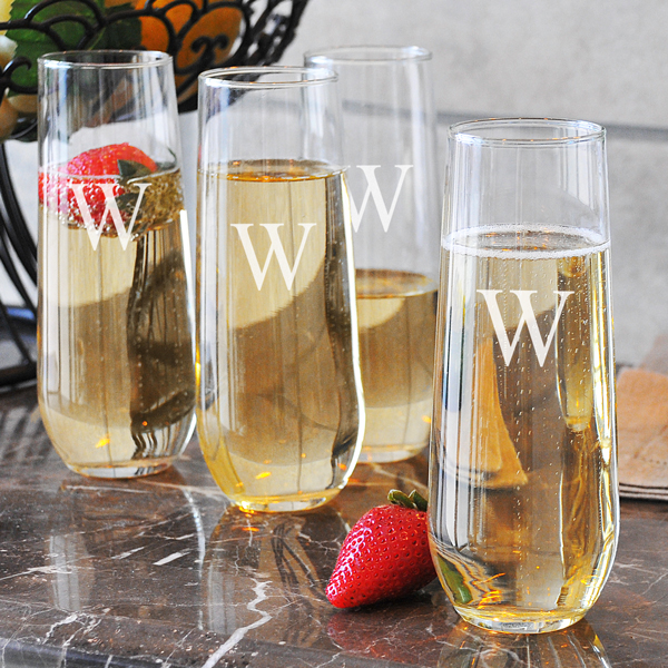 Stemless Champagne Toasting Flutes Set of 4