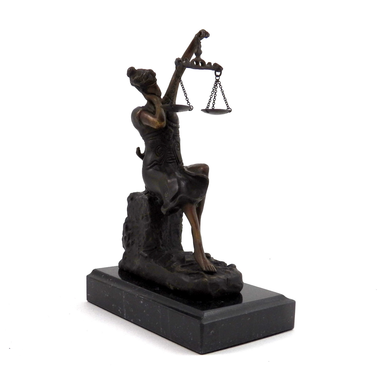Bronze Sleeping Lady Justice Sculpture on Marble Base