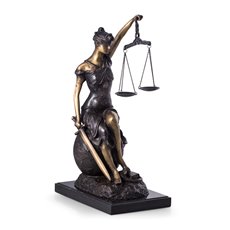 Limited Edition Bronze Seated Lady Justice with Globe on Marble Base