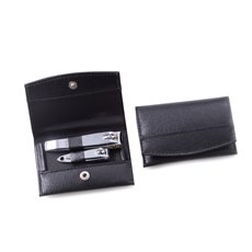 2 Piece Nail Clipper Set in Black Leather Case
