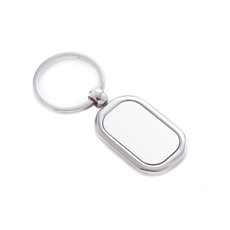 Shinny and Satin Silver Plated Rectangular Key Ring