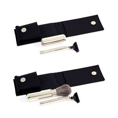 Mach 3 Razor and Travel Badger Brush with Chrome Plated Finish in Black Canvas