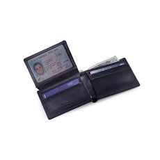 Bi-Fold Black Leather Wallet with Flip Out ID Window