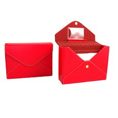 Red Leather Stationery Box with Envelopes, Stationery and Magnetic Snap