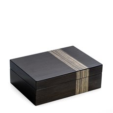 Lacquered Ash Wood Valet Box with Multi Compartments for Storage, 4 Watch Pillows and Removable Valet Tray