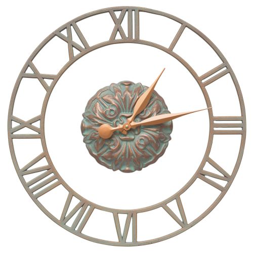 Cambridge Floating Ring 21" Indoor Outdoor Wall Clock, Copper Verdigris