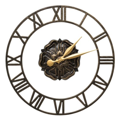 Rosette Floating Ring 21" Indoor Outdoor Wall Clock , Black / Gold