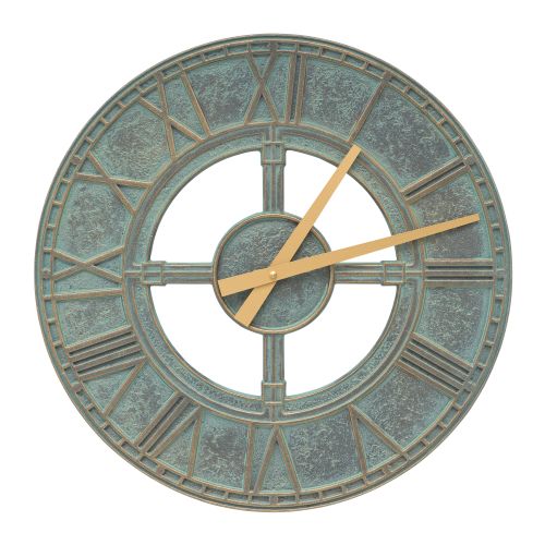 Hera 16" Indoor Outdoor Wall Clock, Bronze Verdigris