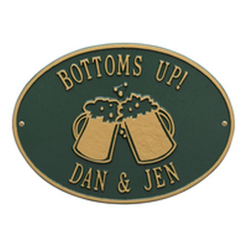 Personalized Beer Mugs Plaque, Green / Gold