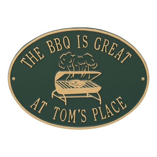 Personalized Grill Plaque, Green / Gold