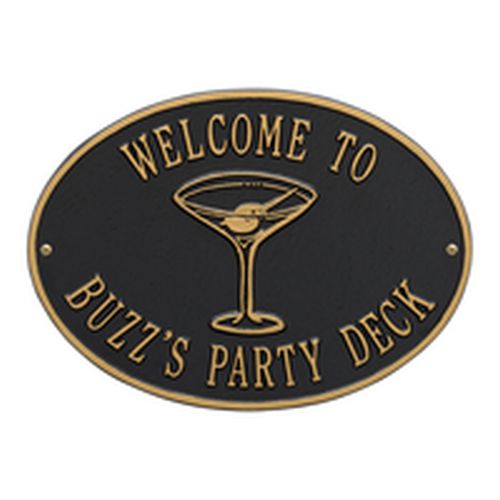 Personalized Martini Plaque, Black / Gold