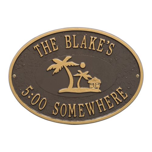 Personalized Island Time Palm Plaque, Bronze / Gold